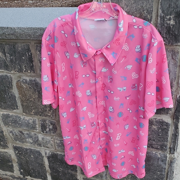 Barbie Game Day Toronto Blue Jays Pink and Blue Button Down Shirt Men's XL - Picture 1 of 11